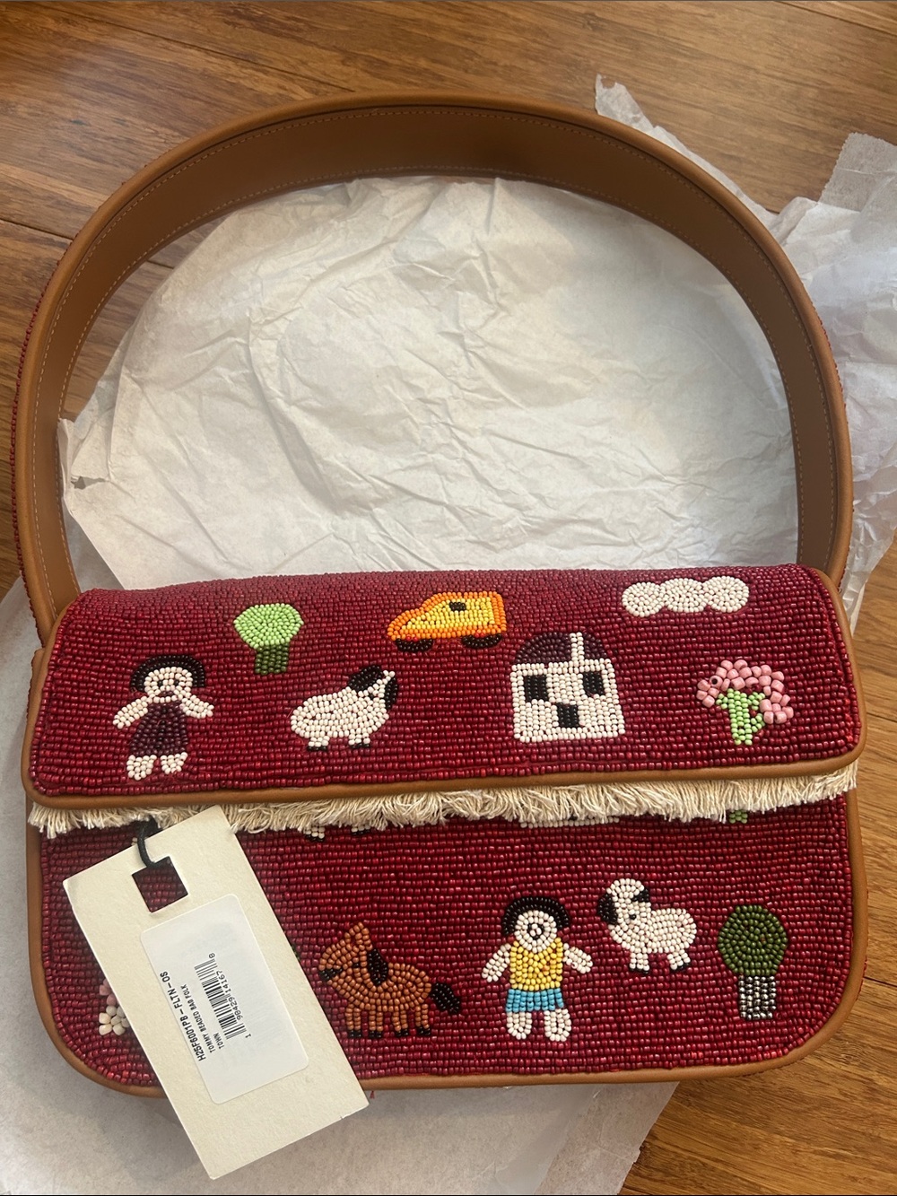 Staud TOMMY Beaded Bag Folk Town - Picture 2 of 7